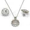 Sterling Silver Earring and Pendant Adult Set, with White Cubic Zirconia, Polished, Rhodium Finish, 10.175.0025