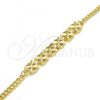 Oro Laminado Fancy Bracelet, Gold Filled Style Flower Design, Polished, Golden Finish, 03.311.0001.08