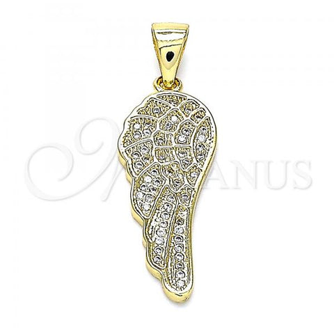 Oro Laminado Religious Pendant, Gold Filled Style with White Micro Pave, Polished, Golden Finish, 05.342.0031