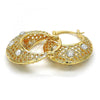 Oro Laminado Medium Hoop, Gold Filled Style with White Crystal, Polished, Golden Finish, 02.170.0182.1.25