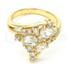 Oro Laminado Multi Stone Ring, Gold Filled Style with White Cubic Zirconia, Polished, Golden Finish, 01.221.0006.08 (Size 8)
