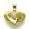 Oro Laminado Fancy Pendant, Gold Filled Style Heart and Hollow Design, Brushed Finish, Golden Finish, 05.341.0093