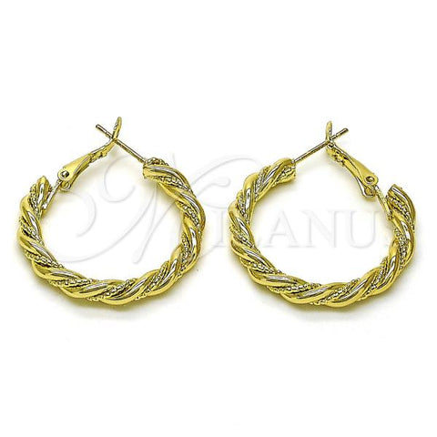 Oro Laminado Medium Hoop, Gold Filled Style Diamond Cutting Finish, Golden Finish, 02.213.0526.30