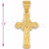 Oro Laminado Religious Pendant, Gold Filled Style Crucifix Design, Golden Finish, 5.191.019