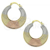 Oro Laminado Medium Hoop, Gold Filled Style Diamond Cutting Finish, Tricolor, 5.143.008