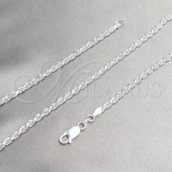 Sterling Silver Basic Necklace, Rope Design, Polished, Silver Finish, 04.420.0035.24
