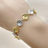 Oro Laminado Tennis Bracelet, Gold Filled Style Shell Design, Polished, Two Tone, 03.341.0245.07