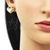 Oro Laminado Stud Earring, Gold Filled Style Chunky and Hollow Design, Polished, Golden Finish, 02.213.0694