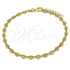 Oro Laminado Basic Anklet, Gold Filled Style Puff Mariner Design, Polished, Golden Finish, 04.326.0004.10