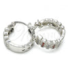 Rhodium Plated Small Hoop, with Garnet and White Micro Pave, Polished, Rhodium Finish, 02.210.0289.5.20