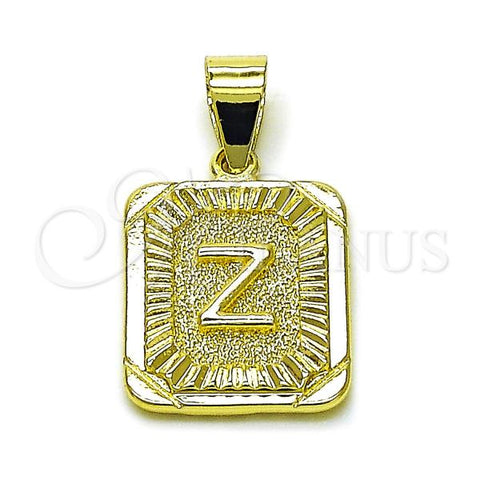 Oro Laminado Fancy Pendant, Gold Filled Style Initials Design, Diamond Cutting Finish, Golden Finish, 05.411.0055