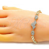 Oro Laminado Fancy Bracelet, Gold Filled Style Heart Design, with White Micro Pave, Polished, Golden Finish, 03.283.0136.07