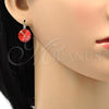 Rhodium Plated Leverback Earring, with Padparadscha Swarovski Crystals, Polished, Rhodium Finish, 02.239.0005.4