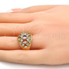 Oro Laminado Multi Stone Ring, Gold Filled Style with White Cubic Zirconia, Polished, Golden Finish, 01.210.0024.07 (Size 7)