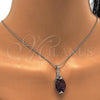 Rhodium Plated Pendant Necklace, Pave Mariner Design, with Amethyst Swarovski Crystals, Polished, Rhodium Finish, 04.239.0025.3.16