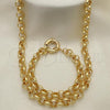 Oro Laminado Necklace and Bracelet, Gold Filled Style Rolo Design, Polished, Golden Finish, 06.319.0003