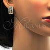 Oro Laminado Stud Earring, Gold Filled Style with White Micro Pave, Polished, Golden Finish, 02.195.0085