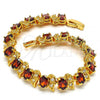 Oro Laminado Tennis Bracelet, Gold Filled Style with Garnet and White Cubic Zirconia, Polished, Golden Finish, 03.206.0007.3.07