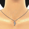 Sterling Silver Pendant Necklace, with White and Black Cubic Zirconia, Polished, Rhodium Finish, 04.336.0122.16