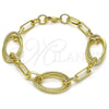 Oro Laminado Fancy Bracelet, Gold Filled Style Rolo Design, Diamond Cutting Finish, Golden Finish, 03.331.0278.08