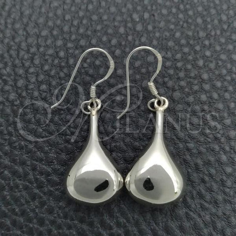 Sterling Silver Dangle Earring, Teardrop Design, Polished, Silver Finish, 02.395.0018