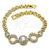 Oro Laminado Fancy Bracelet, Gold Filled Style Cluster Design, with White Cubic Zirconia and White Micro Pave, Polished, Golden Finish, 03.283.0200.07
