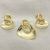 Oro Laminado Earring and Pendant Adult Set, Gold Filled Style with White Crystal, Polished, Golden Finish, 10.59.0127