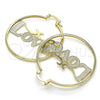 Oro Laminado Medium Hoop, Gold Filled Style Nameplate and Love Design, Polished, Golden Finish, 02.213.0221.40