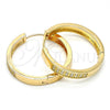 Oro Laminado Huggie Hoop, Gold Filled Style with White Micro Pave, Polished, Golden Finish, 02.167.0002.30