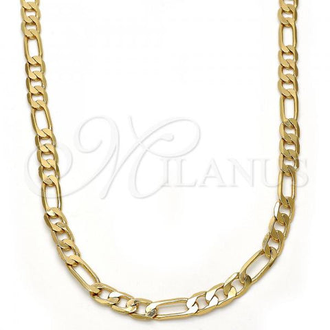 Gold Tone Basic Necklace, Figaro Design, Polished, Golden Finish, 04.242.0016.30GT