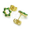 Oro Laminado Stud Earring, Gold Filled Style with Green Cubic Zirconia, Polished, Golden Finish, 02.210.0747