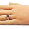 Oro Laminado Multi Stone Ring, Gold Filled Style Cluster Design, with Ruby and White Cubic Zirconia, Polished, Golden Finish, 01.196.0036.1