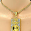 Gold Tone Pendant Necklace, Rope Design, with White Crystal, Polished, Golden Finish, 04.242.0012.30GT