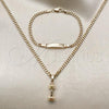 Oro Laminado Earring and Pendant Children Set, Gold Filled Style Polished, Golden Finish, 06.63.0194