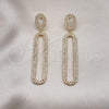 Oro Laminado Long Earring, Gold Filled Style with White Crystal, Polished, Golden Finish, 02.268.0100