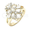 Oro Laminado Multi Stone Ring, Gold Filled Style with White Cubic Zirconia, Polished, Golden Finish, 01.210.0099.08 (Size 8)