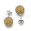 Sterling Silver Stud Earring, with Light Brown Crystal, Polished, Rhodium Finish, 02.332.0042.1