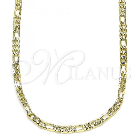 Oro Laminado Basic Necklace, Gold Filled Style Figaro Design, Polished, Golden Finish, 04.213.0144.18