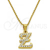 Stainless Steel Pendant Necklace, Initials and Rolo Design, with White Crystal, Polished, Golden Finish, 04.238.0031.1.18