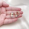 Oro Laminado Huggie Hoop, Gold Filled Style with Ivory Pearl and White Micro Pave, Polished, Golden Finish, 02.204.0002.18