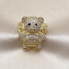 Oro Laminado Multi Stone Ring, Gold Filled Style Teddy Bear and Baguette Design, with White Cubic Zirconia and White Micro Pave, Polished, Golden Finish, 01.284.0108