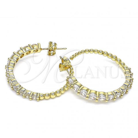 Oro Laminado Stud Earring, Gold Filled Style with White Cubic Zirconia, Polished, Golden Finish, 02.156.0537