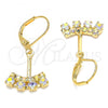Oro Laminado Dangle Earring, Gold Filled Style with White Cubic Zirconia, Polished, Golden Finish, 02.09.0172