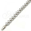 Rhodium Plated Tennis Bracelet, Leaf Design, with White Cubic Zirconia, Polished, Rhodium Finish, 03.210.0018.1.07