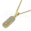 Oro Laminado Fancy Pendant, Gold Filled Style Love Design, with White Micro Pave, Polished, Golden Finish, 05.342.0018