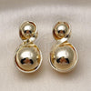 Oro Laminado Stud Earring, Gold Filled Style Ball and Infinite Design, Polished, Golden Finish, 02.428.0010