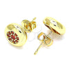 Oro Laminado Stud Earring, Gold Filled Style with Garnet Micro Pave, Polished, Golden Finish, 02.156.0477.2