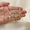 Oro Laminado Earring and Pendant Adult Set, Gold Filled Style Flower Design, Polished, Golden Finish, 10.02.0008