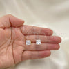 Oro Laminado Stud Earring, Gold Filled Style with White Cubic Zirconia, Polished, Golden Finish, 5.128.027