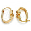 Oro Laminado Small Hoop, Gold Filled Style with White Cubic Zirconia, Polished, Golden Finish, 02.196.0022.15